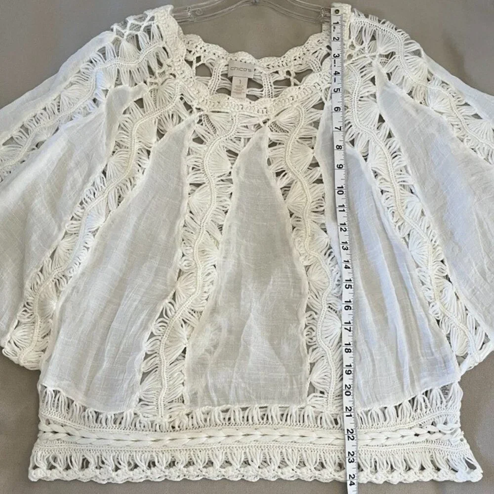 NEW Chico's Breezy Coastal Crochet Summer Top